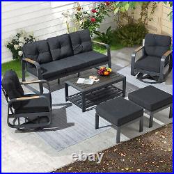 6 Pcs Aluminum Patio Furniture Set with Swivel chair Outdoor Conversation Sofa