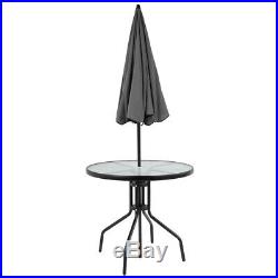 6 Pcs Patio Garden Outdoor Table, Umbrella & 4 Chairs Set in Black Color
