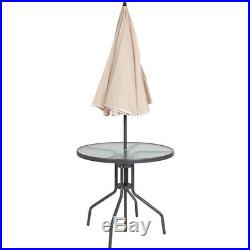 6 Pcs Patio Garden Outdoor Table, Umbrella & 4 Chairs Set in Brown Color