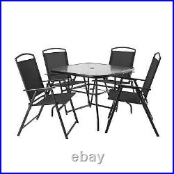 6-Piece Outdoor Dining Set Patio Furniture Folding Chairs and Table With Umbrella