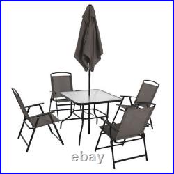 6 Piece Outdoor Patio Dining Set Table Chairs with Umbrella Lawn Garden Backyard