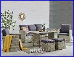 6 pcs Wicker Rattan Patio Furniture Outdoor Pool Dining Table Cushion Seat Set