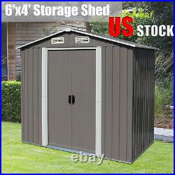 6' x4' Garden Storage Shed Steel Garage Utility Tool Backyard Lawn Outdoor