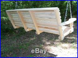 6ft Cypress Wooden Wood Roll Bench Porch Swing With Hanging Chains Made In USA