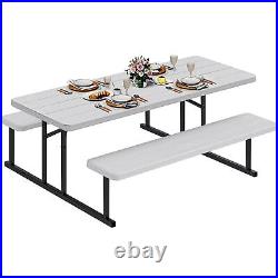 6ft Outdoor Table Set Picnic Table Fold up Bench Set Heavy Duty Camping Picnic