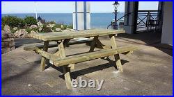 6ft Picnic Bench Extra Heavy Duty Redwood Garden Table