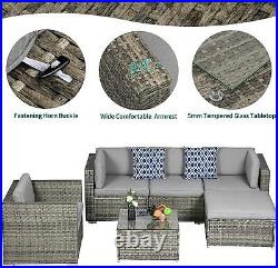 6pcs Outdoor Furniture Set Patio PE Rattan Wicker Conversation Sofa & Armchairs