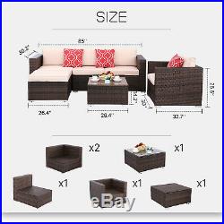 6pcs Outdoor Outside Patio Sofa Set PE Rattan Brown Wicker Sectional Furniture