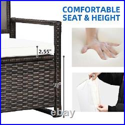 70 Gallon Outdoor PE Rattan Storage Bench Deck Box Patio Furniture Seat Box