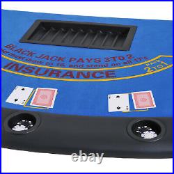 72 Folded 7 Player Poker Blackjack Table Game Desk WithCup Holder
