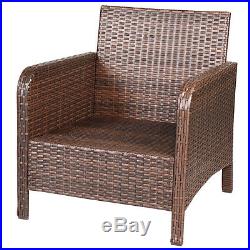 75 PCS Patio Rattan Wicker Furniture Set Sofa Ottoman WithRed Cushion Garden Yard