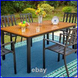 7PCS Outdoor Dining Set Patio Table & Chairs Set 65 Table With Umbrella Hole