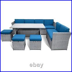 7PCS Outdoor Patio Sectional Furniture PE Wicker Rattan Sofa Set Couch WithTable