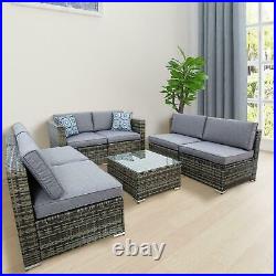7PCS Outdoor Patio Sectional Furniture PE Wicker Rattan Sofa Set Garden Yard US