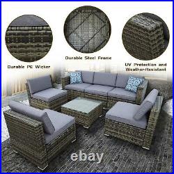 7PCS Outdoor Patio Sectional Furniture PE Wicker Rattan Sofa Set Garden Yard US