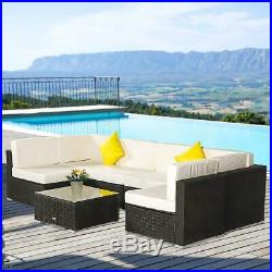 7PCS Outdoor Patio Sectional Furniture Wicker Rattan Sofa Set Garden Backyard US