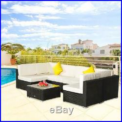 7PCS Outdoor Patio Sectional Furniture Wicker Rattan Sofa Set Garden Backyard US
