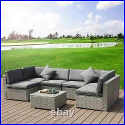 7PCS Patio Outdoor Furniture Sets Handmade Wicker Patio Rattan Sectional Sofa GY