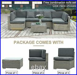 7PCS Patio Outdoor Furniture Sets Handmade Wicker Patio Rattan Sectional Sofa GY
