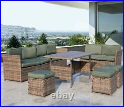 7PCS Patio Rattan Sofa Set Outdoor Patio PE Cushioned Couch Wicker Furniture Set