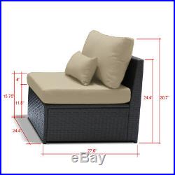 7PCSmall Outdoor Patio Furniture Rattan Wicker Sectional Sofa Chair Set LightB