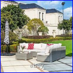 7PC Furniture Patio Rattan Wicker Outdoor Sectional Sofa Chair Set Garden Table