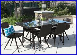 7PC Outdoor Dining Set Brown Wicker Patio Furniture Table Chair Pool Garden Deck