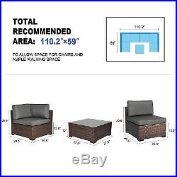 7PC Outdoor Furniture Couch Wicker Rattan Cushioned Sofa Sectional Set With Pillow