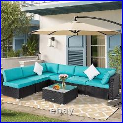 7PC Outdoor Patio Furniture Rattan Wicker Sectional Sofa Chair Couch Set Deluxe