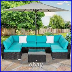 7PC Outdoor Patio Furniture Rattan Wicker Sectional Sofa Chair Couch Set Deluxe
