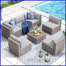 7PC Outdoor Patio Furniture Set Sectional Sofa PE Rattan Wicker Conversation Set