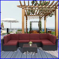 7PC Outdoor Patio Furniture Sofa Set PE Rattan Wicker Cushioned Sectional Couch