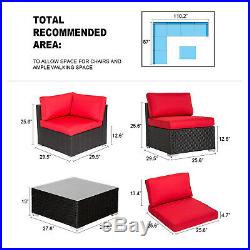 7PC Outdoor Patio Sofa Set Sectional Furniture Wicker Rattan WithCushion Red New