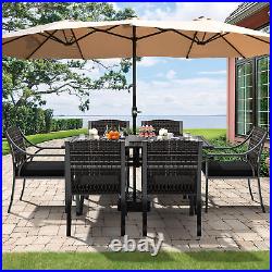 7PC Patio Dining Set, Iron Backyard Deck Outdoor Patio Wicker Dining Table Set