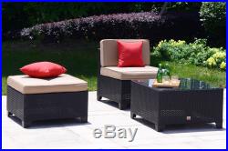7PC Patio Outdoor Rattan Wicker Furniture Garden Sectional Sofa Set Couch Black