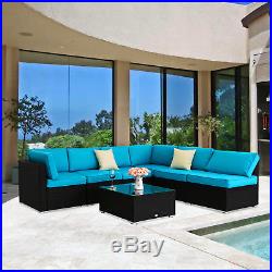 7PC Patio Rattan Wicker Sectional Sofa Set Garden Couch Lounge Outdoor Furniture