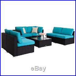 7PC Patio Rattan Wicker Sectional Sofa Set Garden Couch Lounge Outdoor Furniture