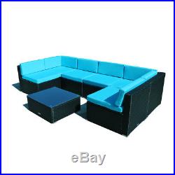7PC Patio Wicker Furniture Sofa Garden Rattan Set Sectional Cushion Seat Outdoor
