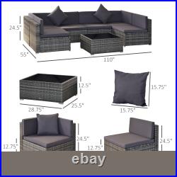 7PC Rattan Wicker Sofa Set Sectional Couch Cushioned Furniture Patio Outdoor