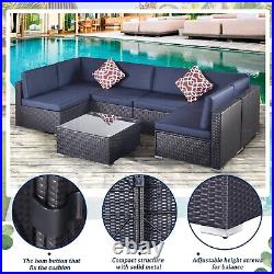 7PC Rattan Wicker Sofa Set Sectional Couch Cushioned Furniture Patio Outdoor (1)