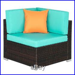 7Pcs Outdoor Patio Furniture Rattan Sectional Wicker Sofa Chair set /w cushions