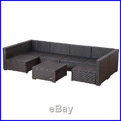 7Pcs Patio Outdoor Rattan Wicker Sofa Set Sectional with Chair Cushions Furniture