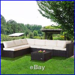 7Pcs Patio Outdoor Rattan Wicker Sofa Set Sectional with Chair Cushions Furniture