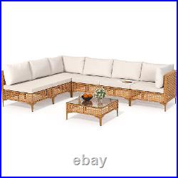 7X Outdoor Patio Furniture Set Sectional Sofa Rattan Chair Wicker Set with Cushion