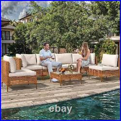 7X Outdoor Patio Furniture Set Sectional Sofa Rattan Chair Wicker Set with Cushion