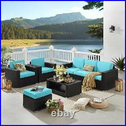 7 PCS Outdoor Conversation Set All Weather Wicker Sectional Sofa Couch with Table