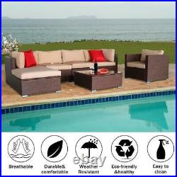 7 PCS Outdoor Patio Garden Rattan Furniture Sectional Wicker Sofa Set with Table