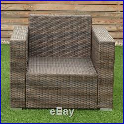 7 PCS Outdoor Patio Rattan Furniture Set Sectional Steel Frame Cushioned Deck