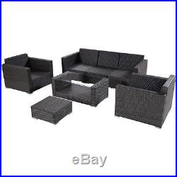 7 PCS Outdoor Patio Rattan Wicker Furniture Set Sectional Sofa Table Cushioned