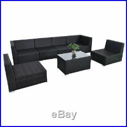 7 PCS Outdoor Patio Sofa Set Sectional Furniture Black PE Rattan Deck Couch New